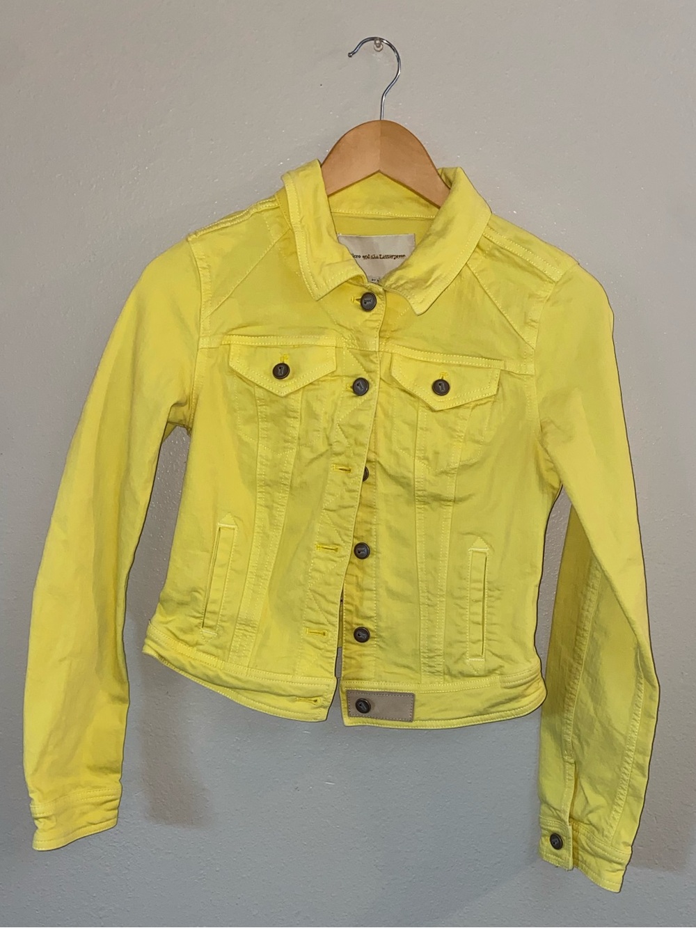 Anthropologie Pilcro and the Letterpress Yellow Denim Jacket Size XS Brights